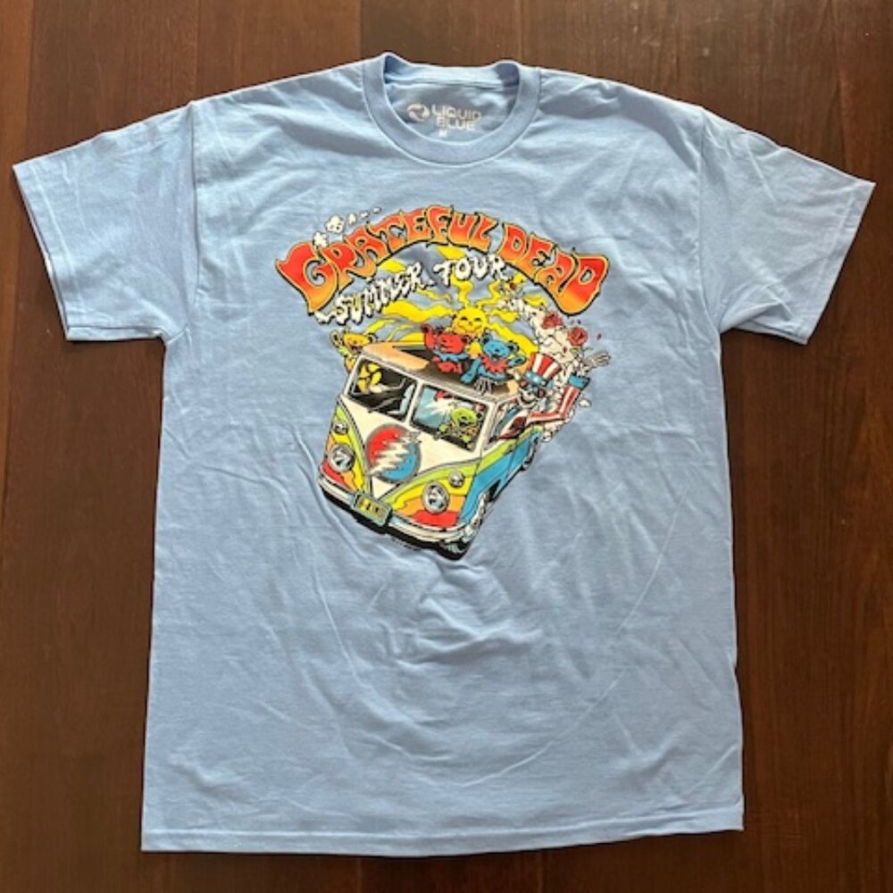 Grateful Dead 2023 Summer Tour Medium Blue T-Shirt Liquid Blue